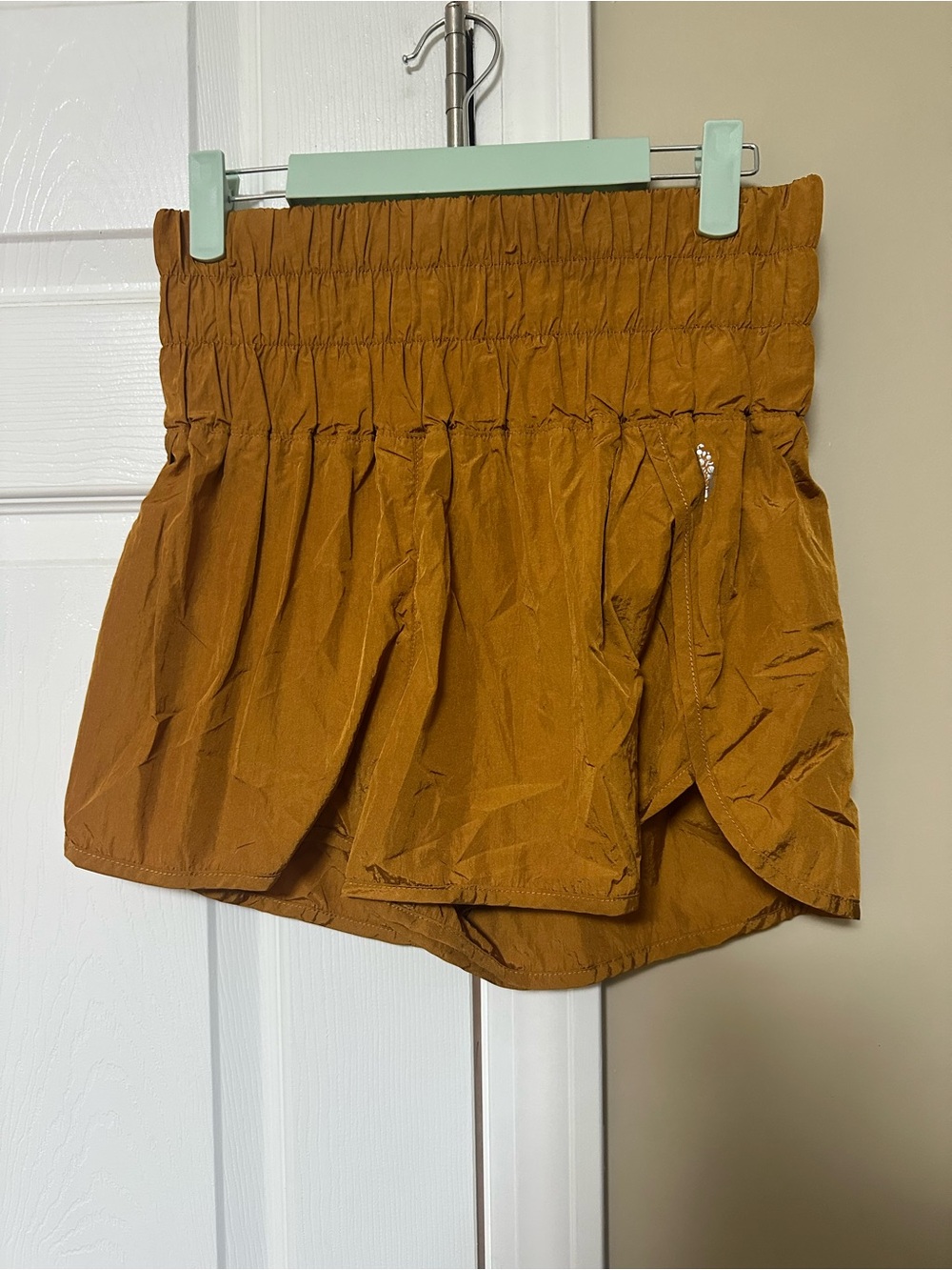FP Movement by Free People High-Waist Layered Athletic Shorts in Rust